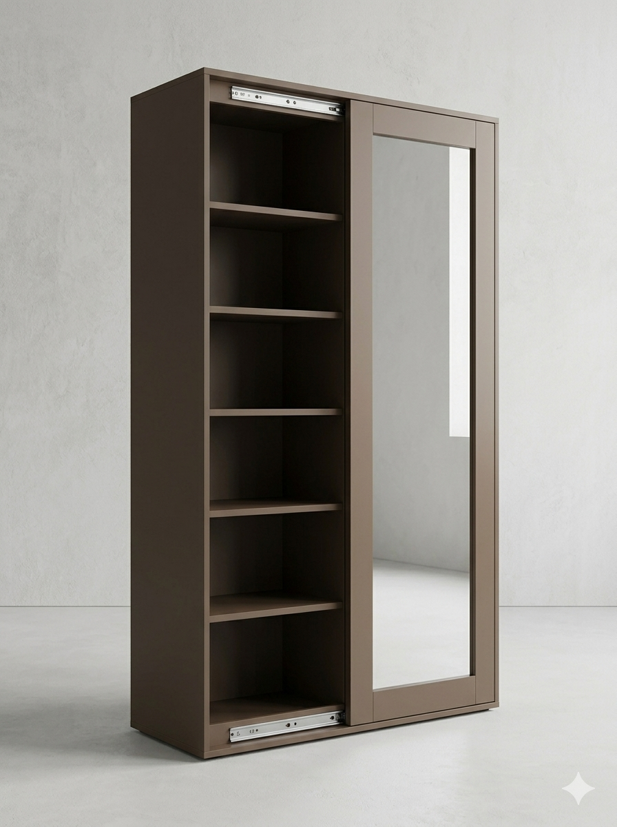 Sliding Mirror Wardrobe – 71" | Premium Bedroom Storage