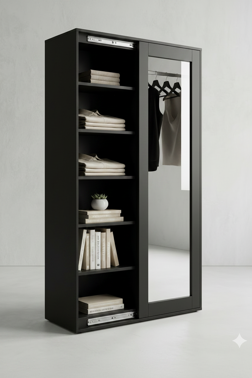 Sliding Mirror Wardrobe – 71" | Premium Bedroom Storage