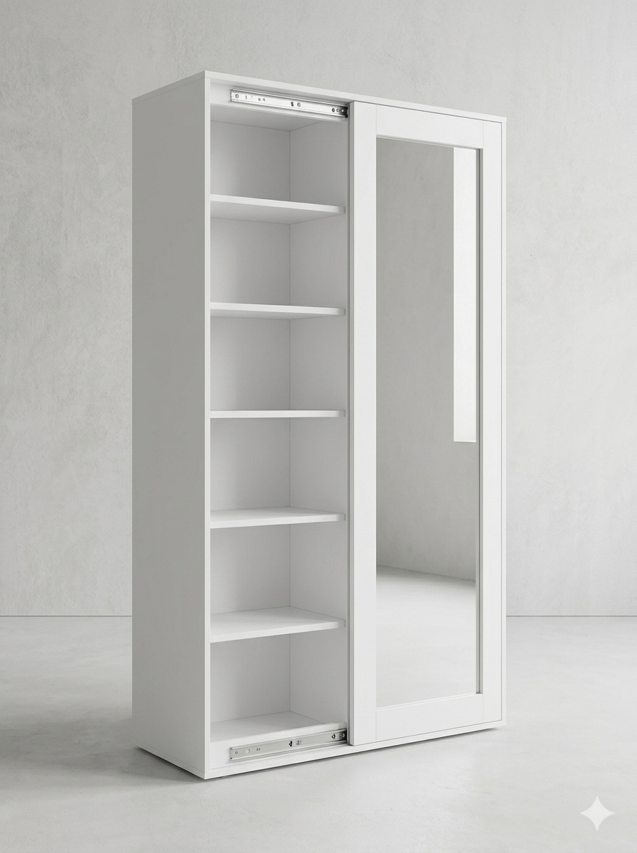 Sliding Mirror Wardrobe – 71" | Premium Bedroom Storage