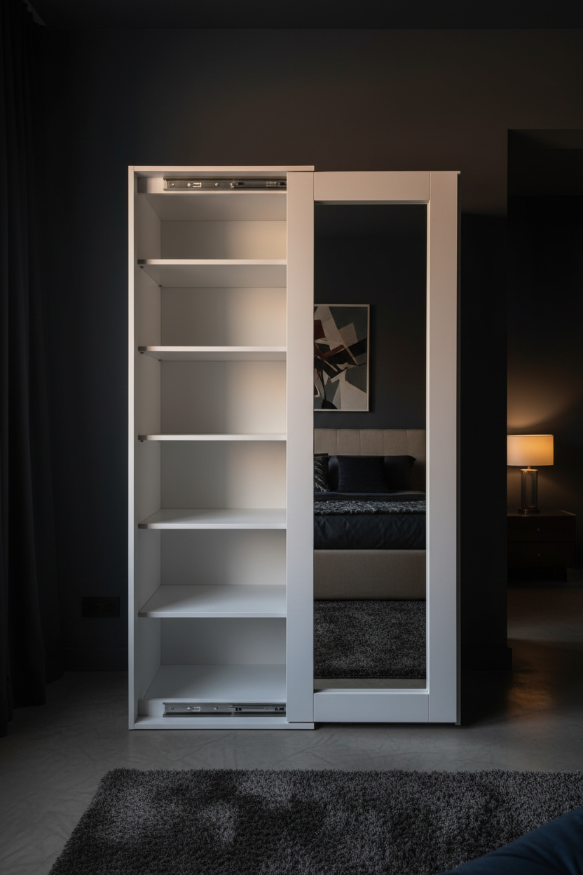 Sliding Mirror Wardrobe – 71" | Premium Bedroom Storage
